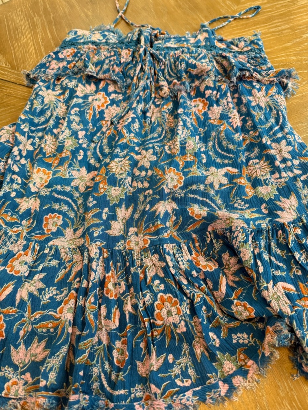 Free People Take Me With You Ruffle Mini Dress in Blue Fruit Punch Combo - Picture 3 of 9